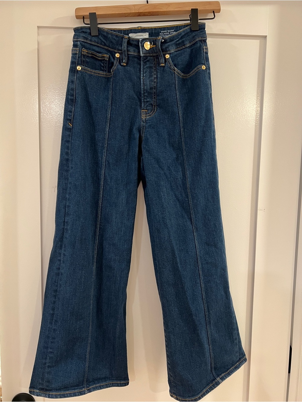 Good American Dark Blue High-Rise Wide Leg Jeans